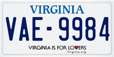 VA license plate VAE9984
