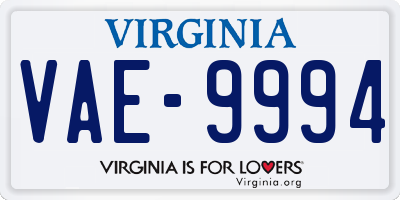 VA license plate VAE9994