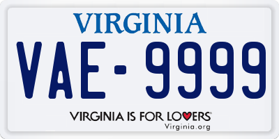 VA license plate VAE9999