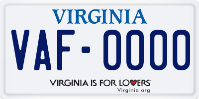 VA license plate VAF0000
