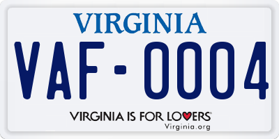 VA license plate VAF0004