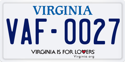 VA license plate VAF0027