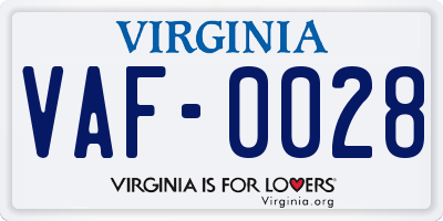 VA license plate VAF0028