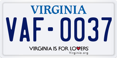 VA license plate VAF0037