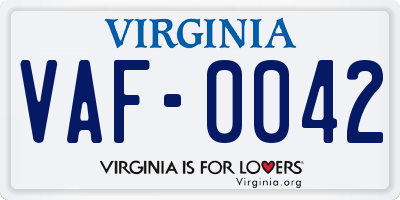 VA license plate VAF0042