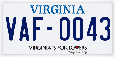 VA license plate VAF0043