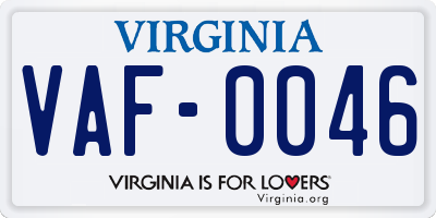 VA license plate VAF0046