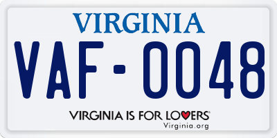 VA license plate VAF0048
