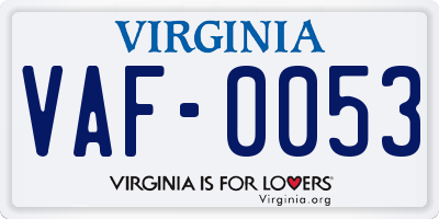VA license plate VAF0053