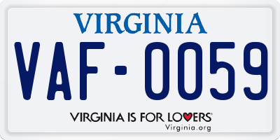 VA license plate VAF0059