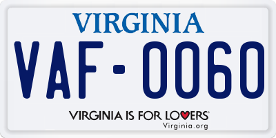 VA license plate VAF0060