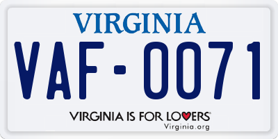 VA license plate VAF0071