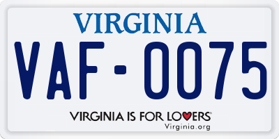 VA license plate VAF0075