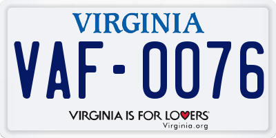 VA license plate VAF0076
