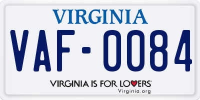 VA license plate VAF0084
