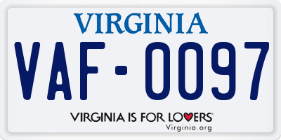 VA license plate VAF0097