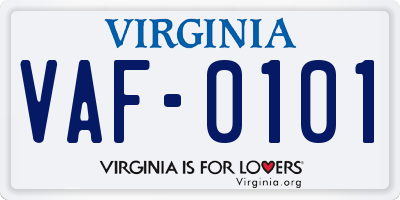 VA license plate VAF0101