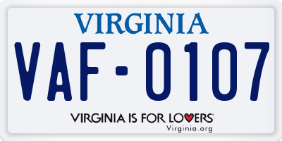 VA license plate VAF0107