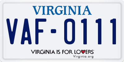 VA license plate VAF0111