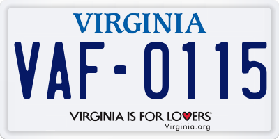 VA license plate VAF0115