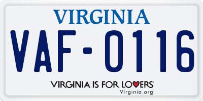 VA license plate VAF0116