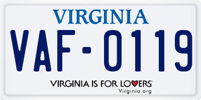 VA license plate VAF0119