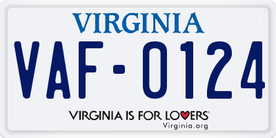 VA license plate VAF0124