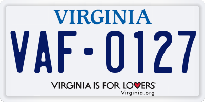 VA license plate VAF0127