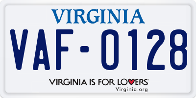 VA license plate VAF0128