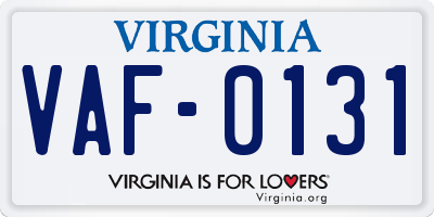 VA license plate VAF0131