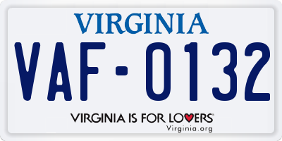 VA license plate VAF0132