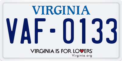 VA license plate VAF0133
