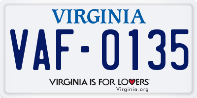 VA license plate VAF0135