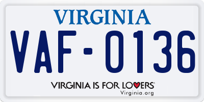 VA license plate VAF0136
