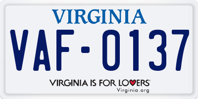VA license plate VAF0137