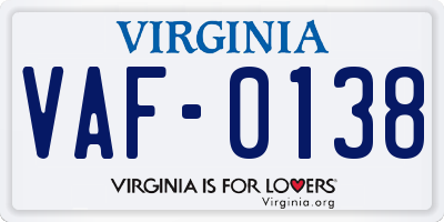 VA license plate VAF0138