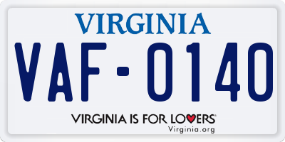 VA license plate VAF0140