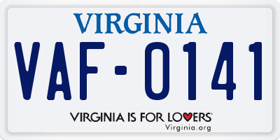 VA license plate VAF0141