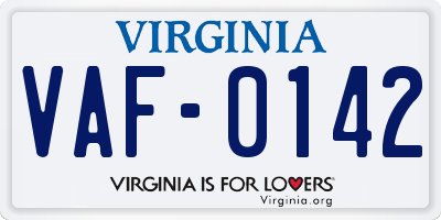 VA license plate VAF0142