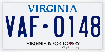 VA license plate VAF0148