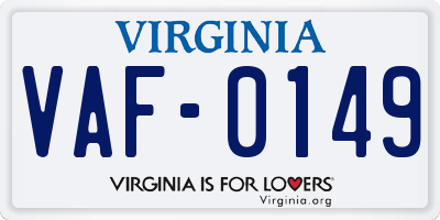 VA license plate VAF0149