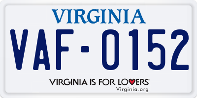 VA license plate VAF0152