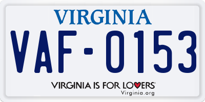 VA license plate VAF0153