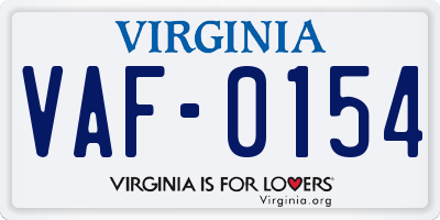 VA license plate VAF0154