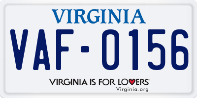 VA license plate VAF0156