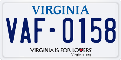 VA license plate VAF0158