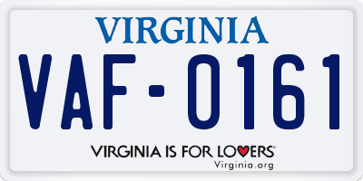 VA license plate VAF0161
