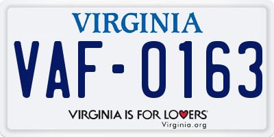 VA license plate VAF0163