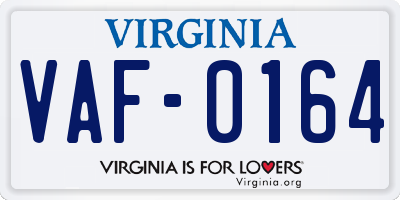 VA license plate VAF0164