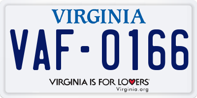 VA license plate VAF0166